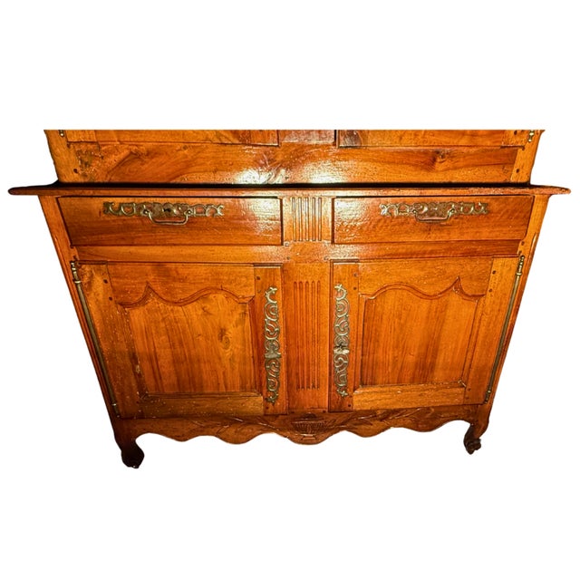**Antique French Louis XV Period Tall Double Walnut Buffet** For Sale In Denver - Image 6 of 11