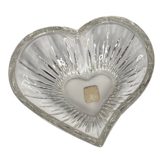 Vintage German Bleikristall Lead Crystal Heart Dish – Cut Crystal Trinket Bowl For Sale
