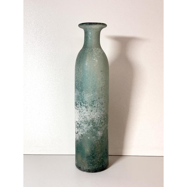 Teal Scavo Glass Bottle Vase attributed to Gino Cenedese, Italy, 1970s For Sale - Image 6 of 15