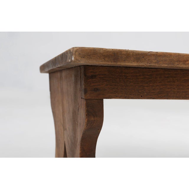 Small Rustic Wooden Stool with Curved Base, France, 1900s For Sale - Image 6 of 11