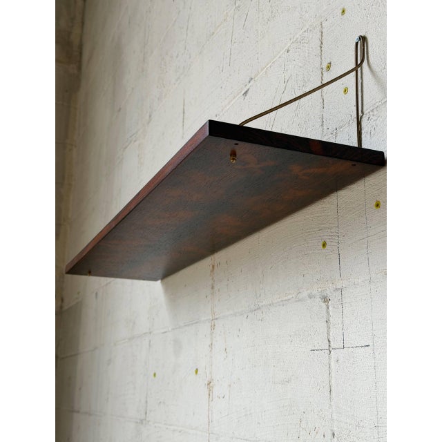 Rosewood Wall Shelf With Brass Brackets Danish Mid-Century Modern 1960s For Sale - Image 10 of 10