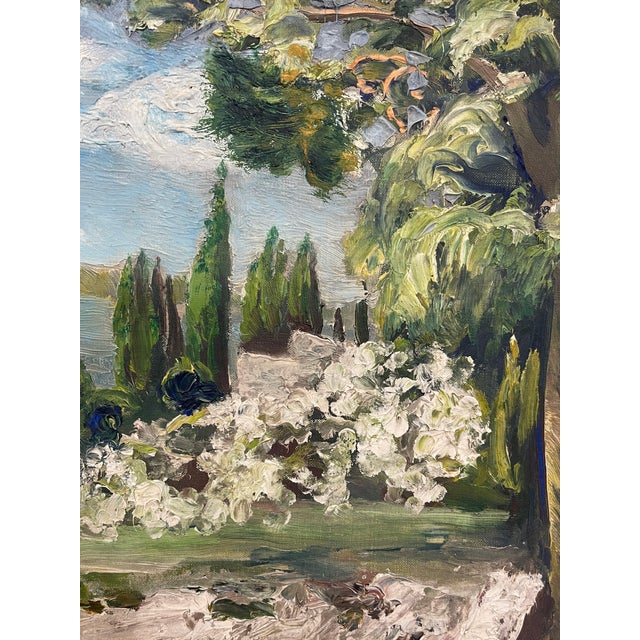 Vintage Coastal Landscape Painting in Impressionist Style, Framed Seascape With Sailboat - Unknown Artist For Sale - Image 10 of 10