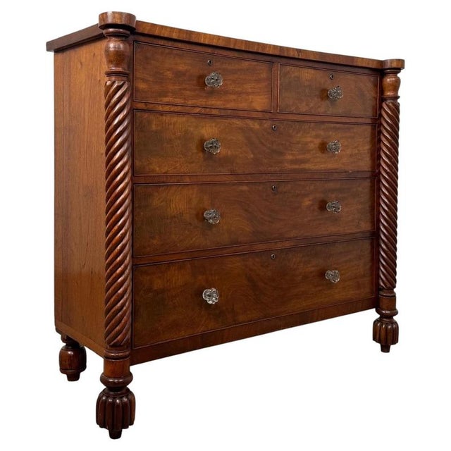 Antique Early 19th Century English Regency Mahogany Chest of Drawers For Sale - Image 4 of 12