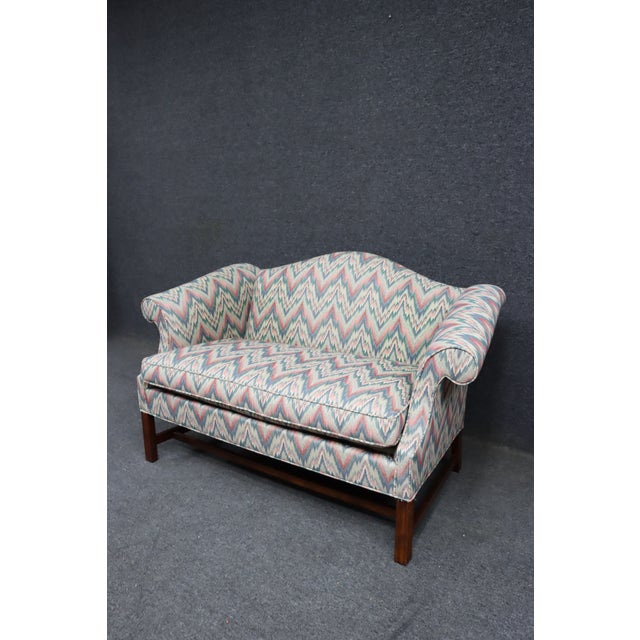 Southwood Flame Stitch Upholstered Settee For Sale - Image 4 of 12