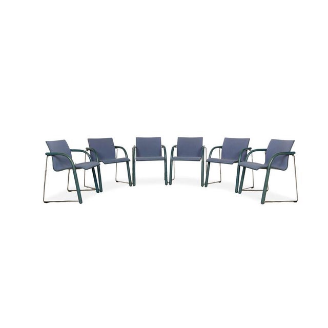 Model S320 Chairs in Blue Grey Fabric from Thonet, Set of 6 For Sale - Image 12 of 12