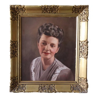 1952 Kenzo Nakamori Signed Oil Portrait of a Woman in Ornate Giltwood Frame For Sale