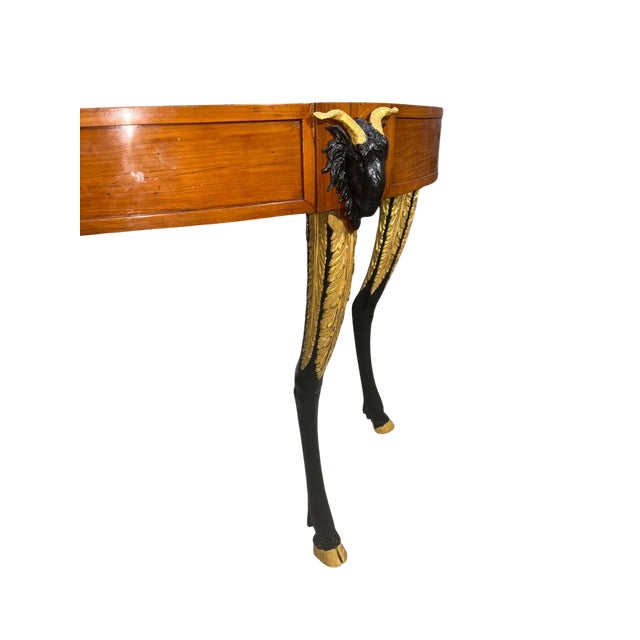 18th Century Italian Neoclassical Demi-Lune Console Table With Gilt and Ebonized Legs For Sale - Image 13 of 16