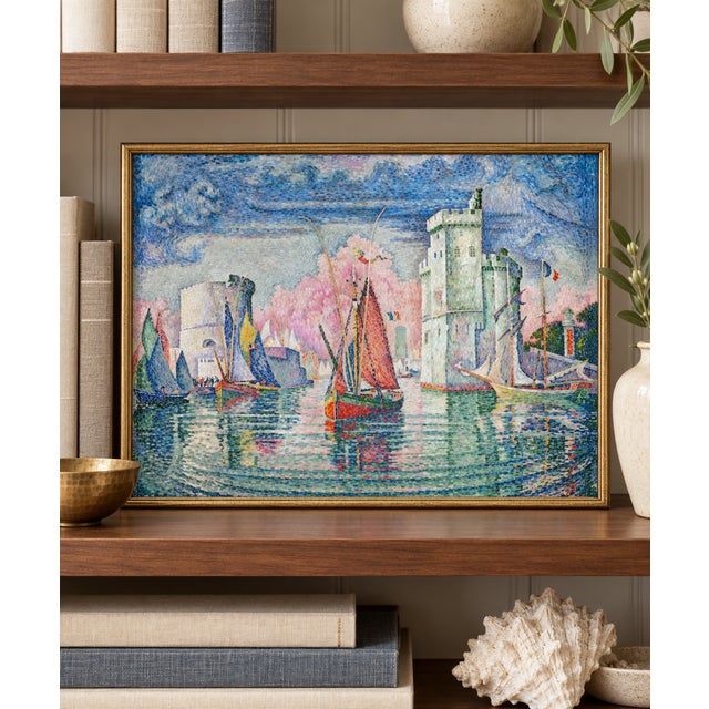 Amanda Lindroth Vintage French Coastal Art Print – La Rochelle Sailboats by Paul Signac, 32" X 24" For Sale - Image 4 of 7