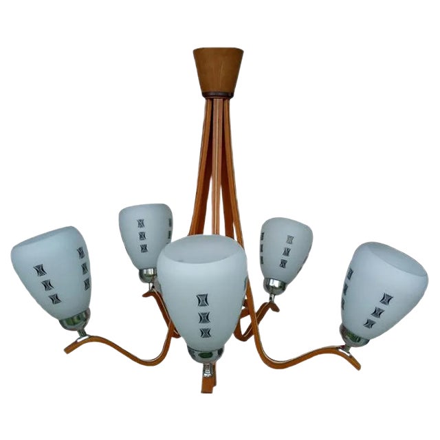 Wooden Chandelier, 1970s For Sale