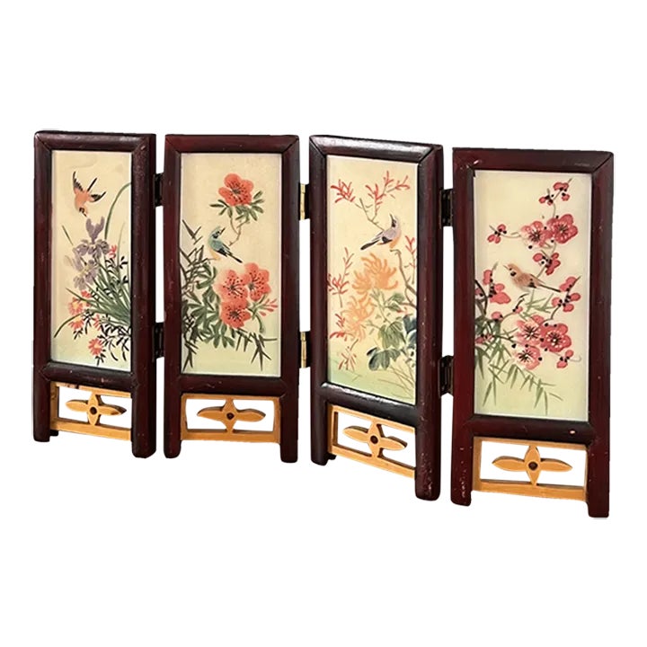 1950s Asian Mini Natural Stone and Wood Divider | Chairish