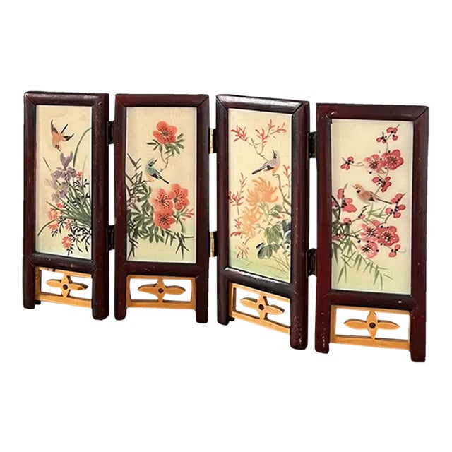 1950s Asian Mini Natural Stone and Wood Divider For Sale