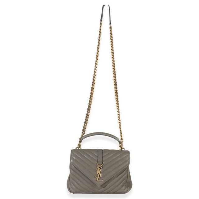 Gray Taupe Sheepskin Matelasse Chevron Monogram Medium College Bag For Sale - Image 8 of 9