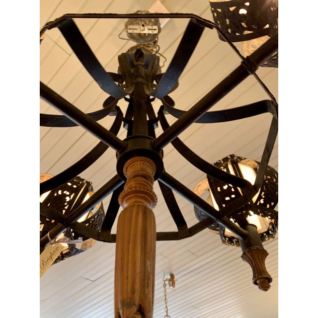 Art Deco Wrought Iron Chandelier For Sale - Image 3 of 5
