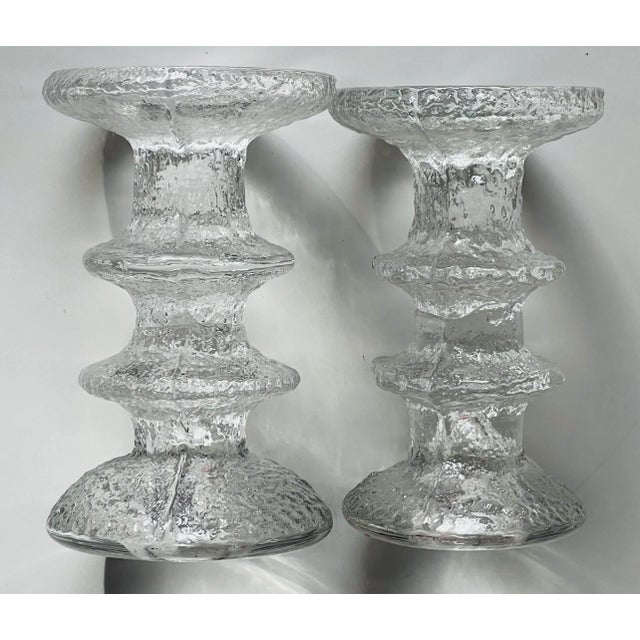 Glass Timo Sarpaneva Festivo Candlesticks for Iittala Finland Scandinavian Moderna a Set of 4 For Sale - Image 7 of 12