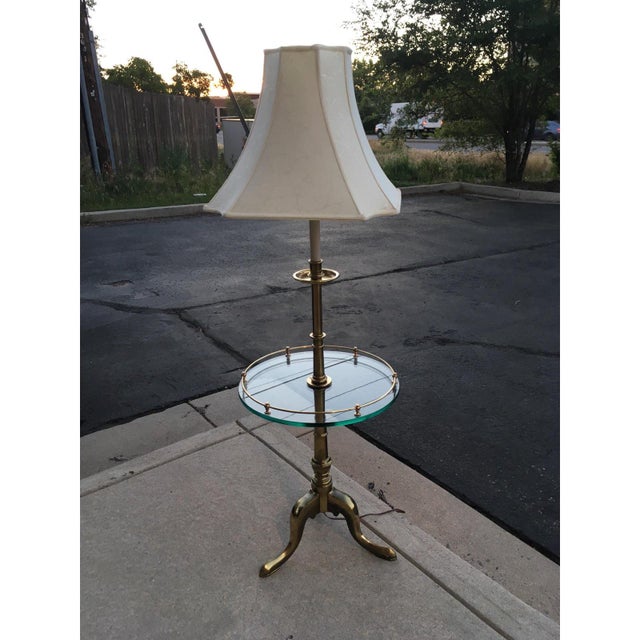 Vintage French Provincial Stiffel Heavy Brass Floor Lamp With Glass