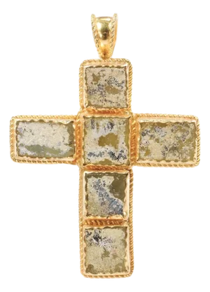 A Stunning Roman Glass Cross in 21k