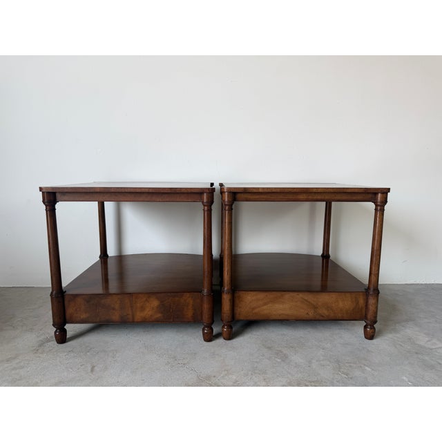 Wood Vintage Baker Furniture Empire-Style Wood End Tables With Drawer – A Pair For Sale - Image 7 of 18