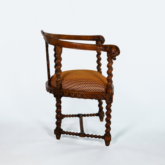 Wood Gothic Revival Yew Tub Chair With Barley‑Twist Supports, Circa 1880 For Sale - Image 7 of 18