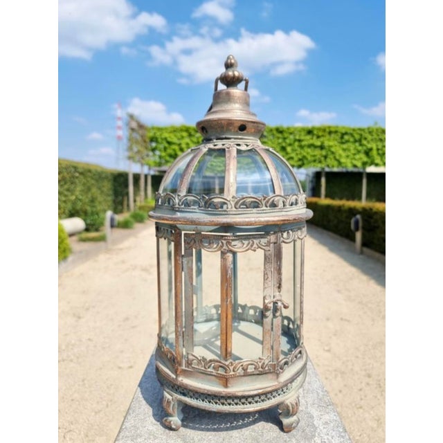 Metal Lantern in Glass, 1970s For Sale - Image 7 of 11