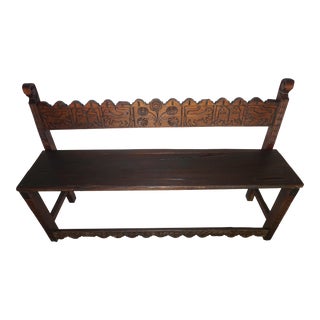 20th Century Wood Carved Bench For Sale