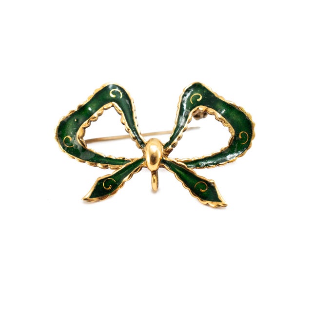 Ladies Art Nouveau Bucherer Lapel 18k Gold Enamel Bow Pin Vintage Pocket Watch For Sale - Image 9 of 11