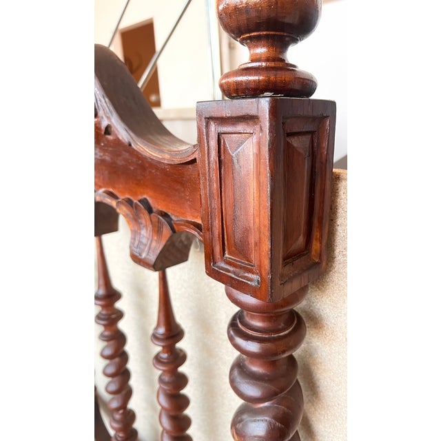 Wood 19th Century, Baroque Queen Bed, Original Four Turned Poster Spanish Bed For Sale - Image 7 of 11