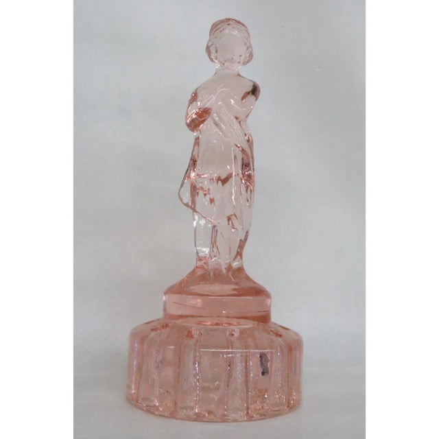 Cambridge Glass Lady Pink Flower Frog Ten Hole Floral Vase Figurine For Sale - Image 9 of 12