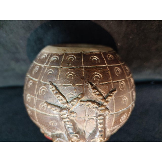 Chinese Ceramic Vase,Brown White Glaze Porcelain Tianqiu Vase Hand Carved Cock Pattern For Sale - Image 9 of 12