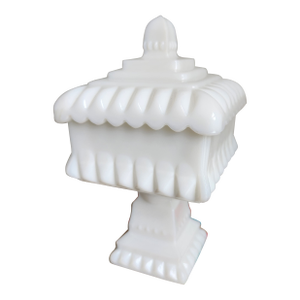Mid 20th Century Westmoreland White Milk Glass Square Wedding Box/Candy Dish With Lid