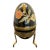 Vintage Black Gold Orange Cloisonné Brass Enamel Floral Egg Trinket Box 6 In For Sale