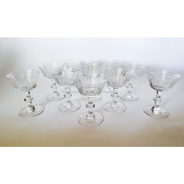 1940s t.g. Hawkes Cut Crystal Champagne Sherbet Coupes, Set of 10 For Sale - Image 4 of 15
