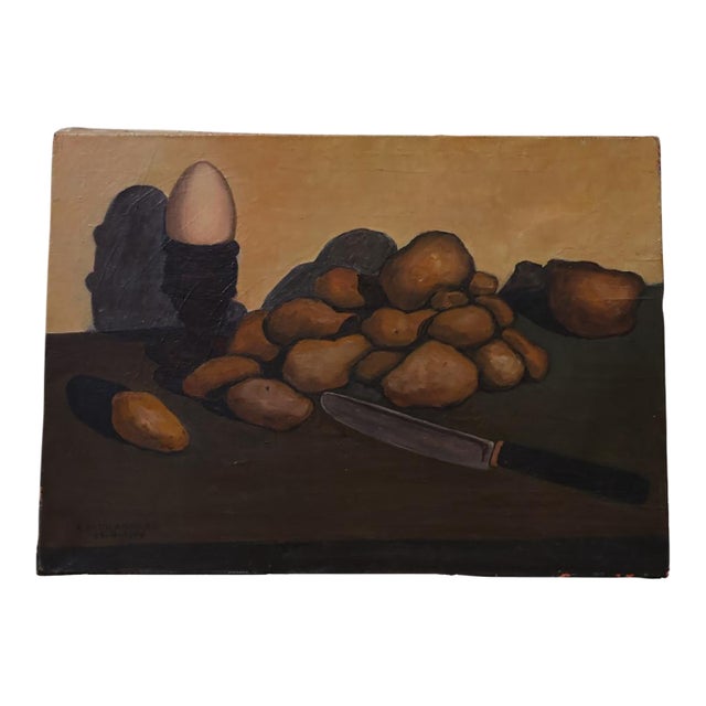 1976 French Before Breakfast Painting by A. Morandeau For Sale