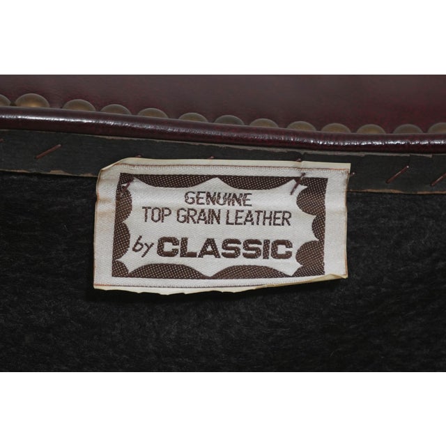 Classic Mahogany Burgundy Leather Barrel Back Chair For Sale - Image 18 of 18