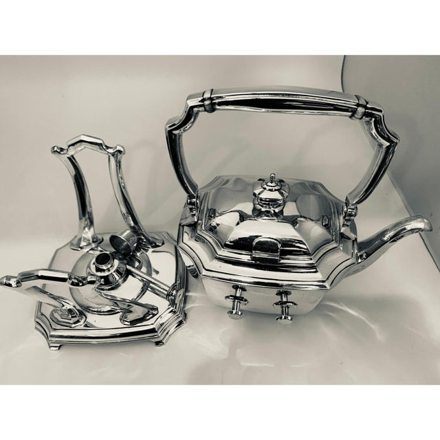 Mid 20th Century Six-Piece Tiffany & Co. Sterling Silver Kettle on Cradle W Serving Tray 7.3 Kg For Sale In New York - Image 6 of 17