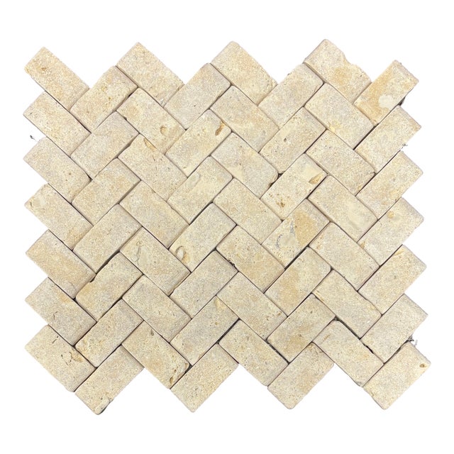 Coralina Travertine Honed 1" X 2" Herringbone Mosaic For Sale