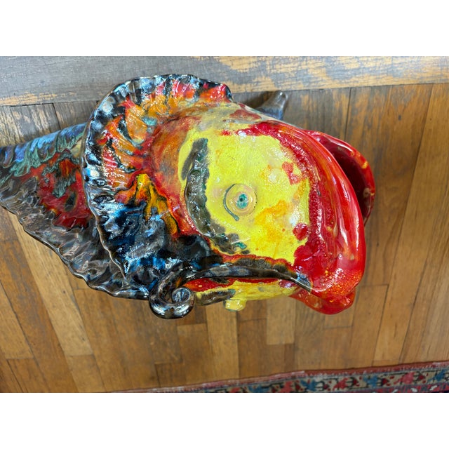 1950s Italian Glazed Terracotta Fish Sculpture For Sale In Houston - Image 6 of 15