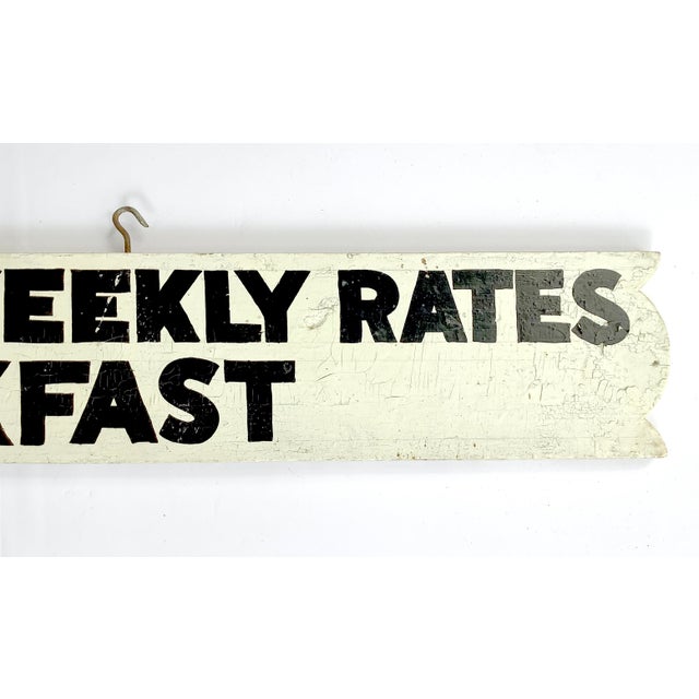 Cabin Vintage Two Sided Hand Lettered Family & Weekly Rates Breakfast Sign For Sale - Image 3 of 7