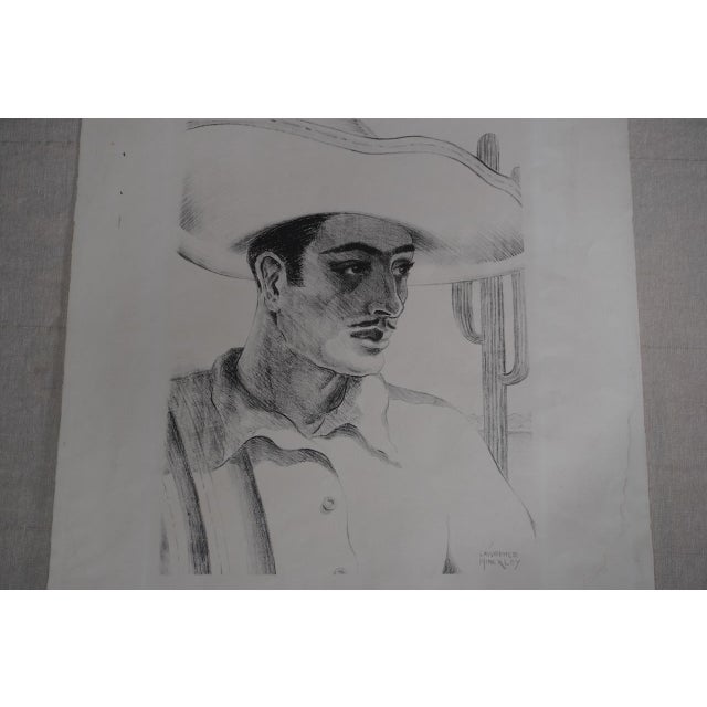 Printmaking Materials 1930s Lawrence Hinckley - Mexican Man - Etching For Sale - Image 7 of 7