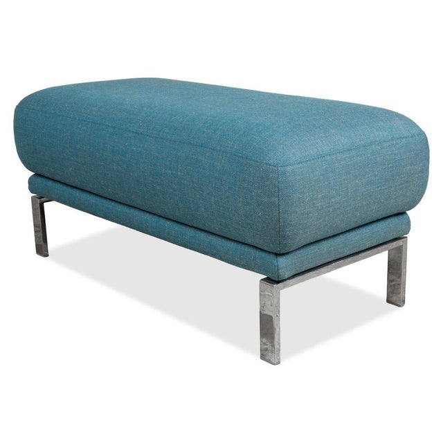 Blue Fabric Stool with Chrome Feet from Rolf Benz For Sale - Image 6 of 6