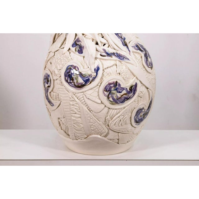 Ceramic Gail Markiewicz Signed Large Painted Floral Ceramic Patchwork Assemblage Vessel For Sale - Image 7 of 8