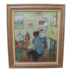 Jacques Bartoli French Framed Toulon l'Atelier the Studio Signed Oil Painting