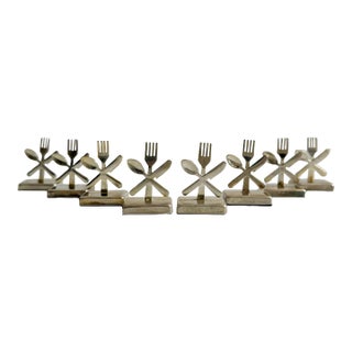 Vintage Silver Plated Placecard Holders - Set of 8 For Sale