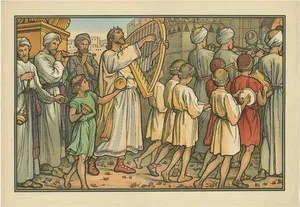 Philipp Schumacher, Religious Illustration of David Dancing Before the Ark, 1913, Print