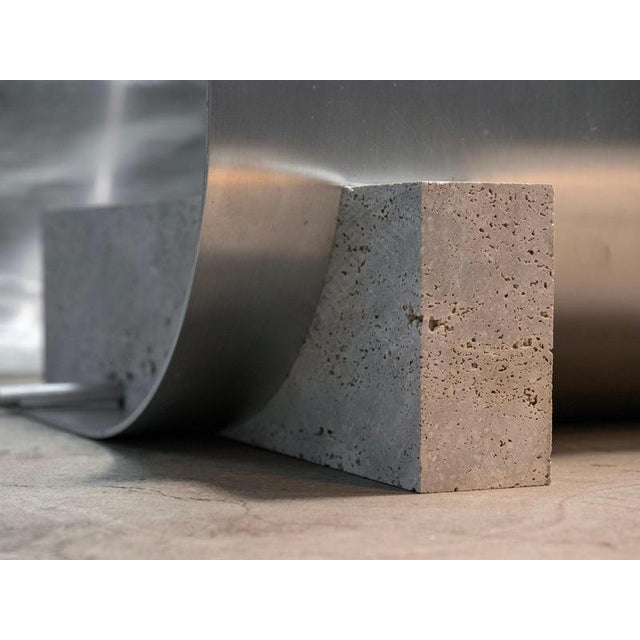 Equo 3.0 Floor Lamp in Aluminum with Travertine and Stainless Steel by D´ARK Atelier For Sale - Image 4 of 9