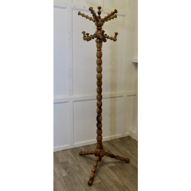 Wood Bobbin Turned Yew Wood Hall Stand for Hats, Coats and Umbrellas, 1960s For Sale - Image 7 of 8