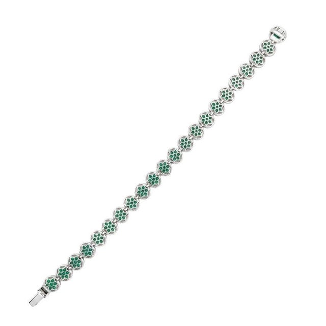 18k White Gold Emerald & Diamond Bracelet For Sale - Image 4 of 4