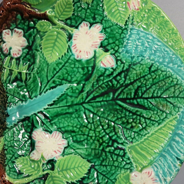 George Jones Majolica Twin Lobed Bird Dish For Sale - Image 12 of 12