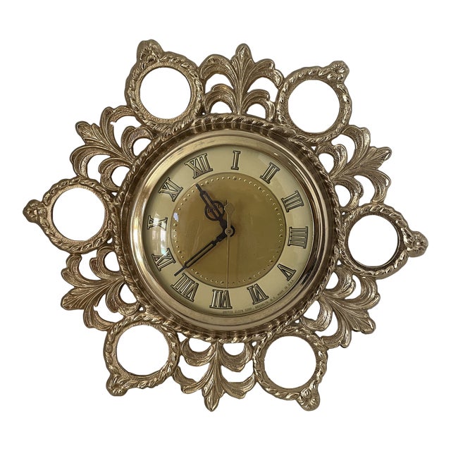 Antique "United Clock Company" Brass Electric Wall Clock, New York