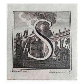 Old Master, Antiquities of Herculaneum: Letter S, Etching, 18th Century For Sale
