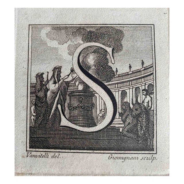 Old Master, Antiquities of Herculaneum: Letter S, Etching, 18th Century For Sale